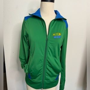 Puma soccer sports jacket green long sleeve full zipper 4 pocket Medium PTP 18.5